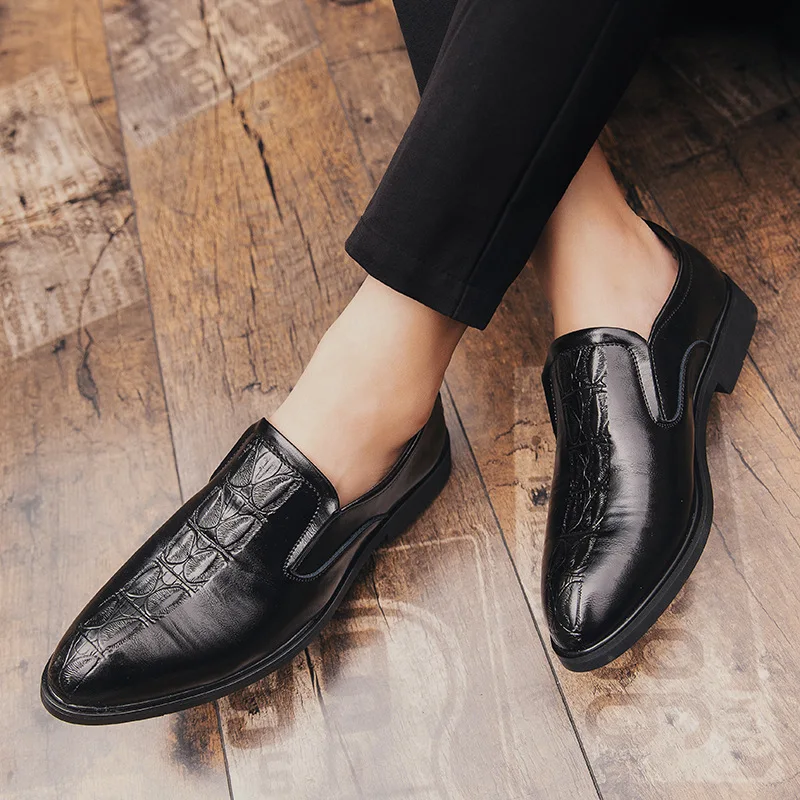 Merkmak British Style Men Dress Shoes New Business Formal Leather Shoes Men Pointed Toe Office Footwear Plus Size 45