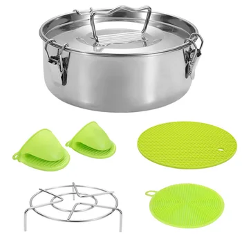 

Stainless Steel Steamer Flan Pan Mold with Lid Steamer Set Handle for Instant Pot Kitchen Accessories Cooking Tools