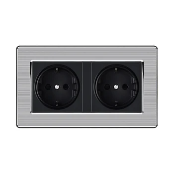 

KAMANNI EU Electric Socket Standard Wall 2 USB socket with usb charging port 2.1A stainless steel Panel Russia Spain Wall Socket