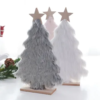 

Wooden Mini Christmas Tree Desktop Ornaments Merry Christmas Party Decor Nordic Christmas decoration wooden plush Decor tree