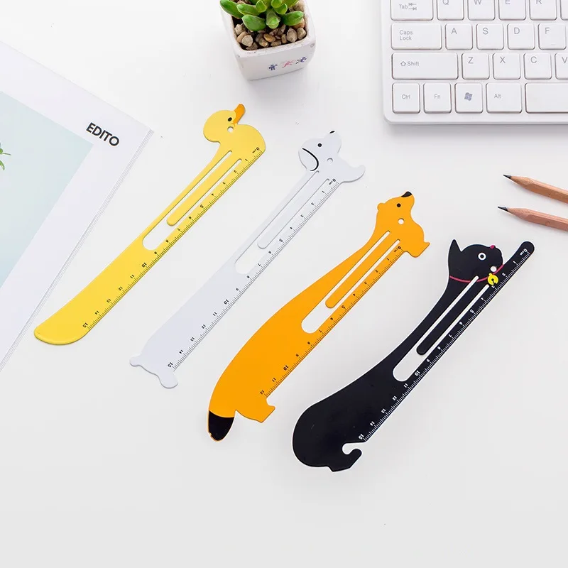 

40pcs Design Bookmark Ruler Kawaii Animal Ruler Metal Cute Dog Duck Cat Office Supplies Japanese Stationery Accessories