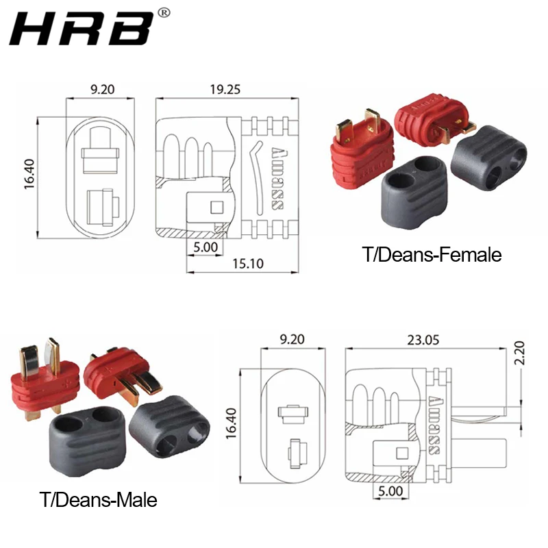 Amass T-Stecker T-Dean T-Plug Female auf JST Male Buchse RC Power Adapter Amass T-Stecker T-Dean T-Plug Female auf JST Male Buchse RC Power Adapter