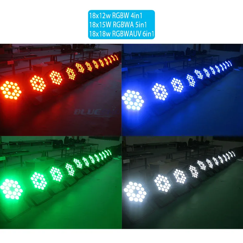 8pcs:lot,18x18W RGBWA UV Led Par Lighting 6in1 DMX Aluminum 18x12W 4in1 DJ Disco Wash Effect 18x15W 5in1Professional Stage Light 7