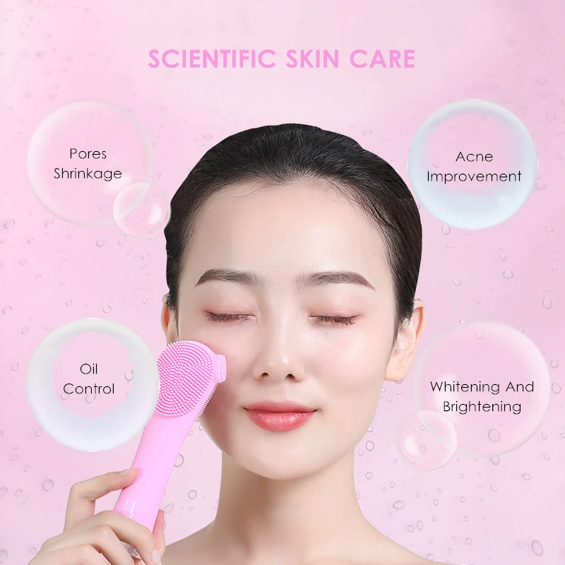 USB Gesiichtsreiniger Gesiichtsreinigungsbürsch Duebelsäiteg Silikongrëff Gesiichtsmassager Elektresch Déif Porenreinigung Make-up Entferner_voghion.com