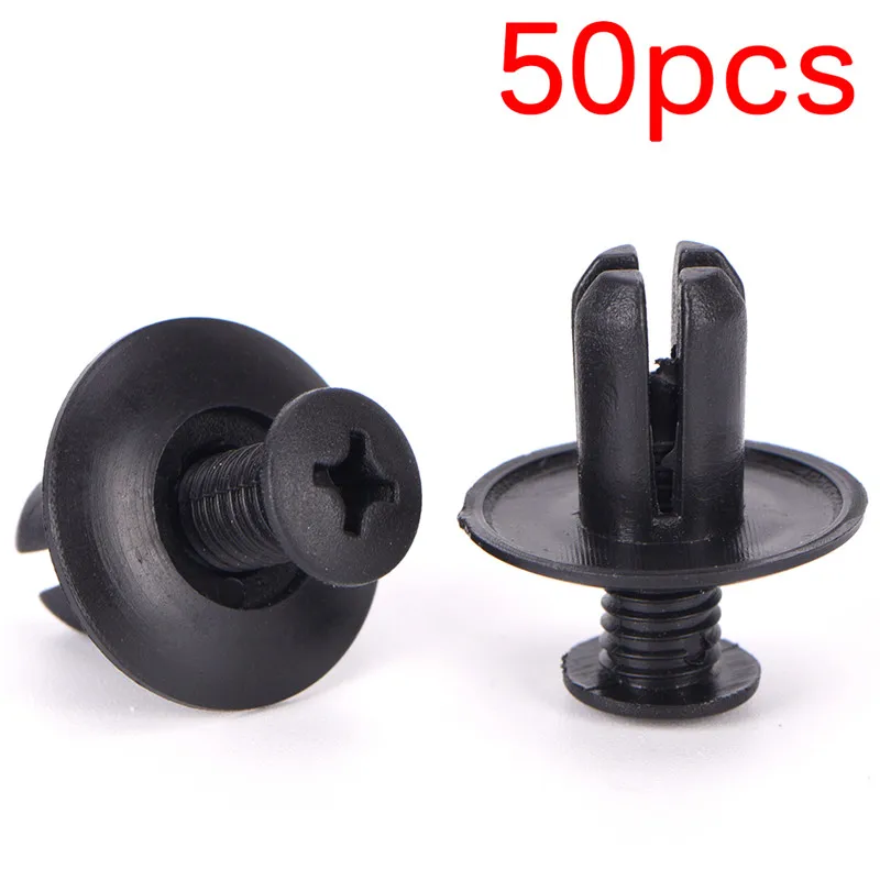 50pcs Auto Car Bumper Fender Retainer Push Black Plastic Clips Fasteners 20mm*20mm
