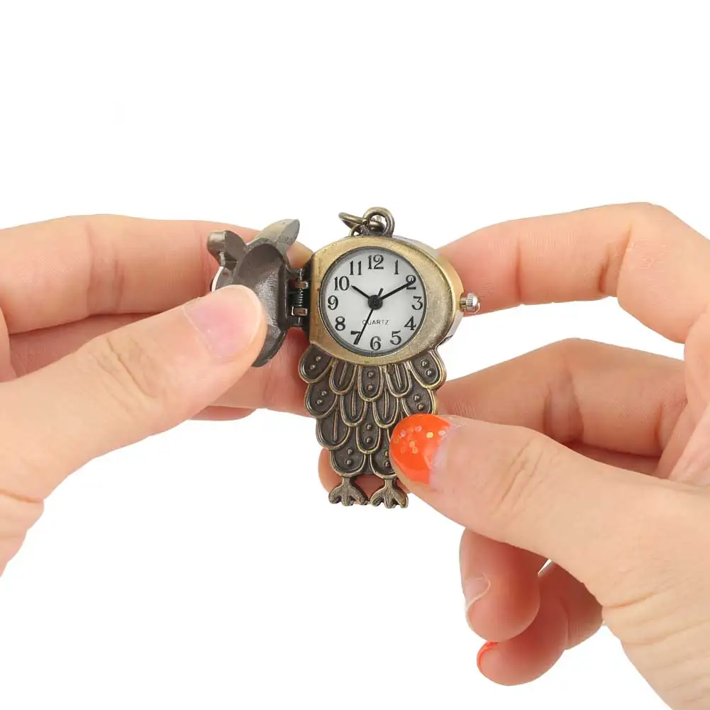 Уникальный Сова Форма, карманные наручные часы для женщин, zakhorloge Цепочки и ожерелья цепи мужской кварцовые часы-кулон милый подарок для