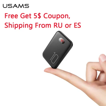 

Power Bank for xiaomi mi iPhone,USAMS Mini Pover Bank 10000mAh LED Display Powerbank External Battery Poverbank Fast charging