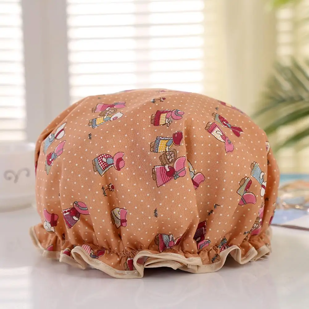 

2PC Shower Cap Yfashion Color Dot Waterproof Thicken Elastic Bath Hat Bathing Cap for Women Hair Salon Bathroom Products