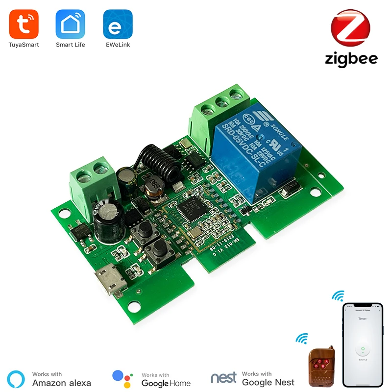 Модуль переключателя Tuya Zigbee Jog USB 5 в 7-32 В смарт-выключатель сделай сам работает с