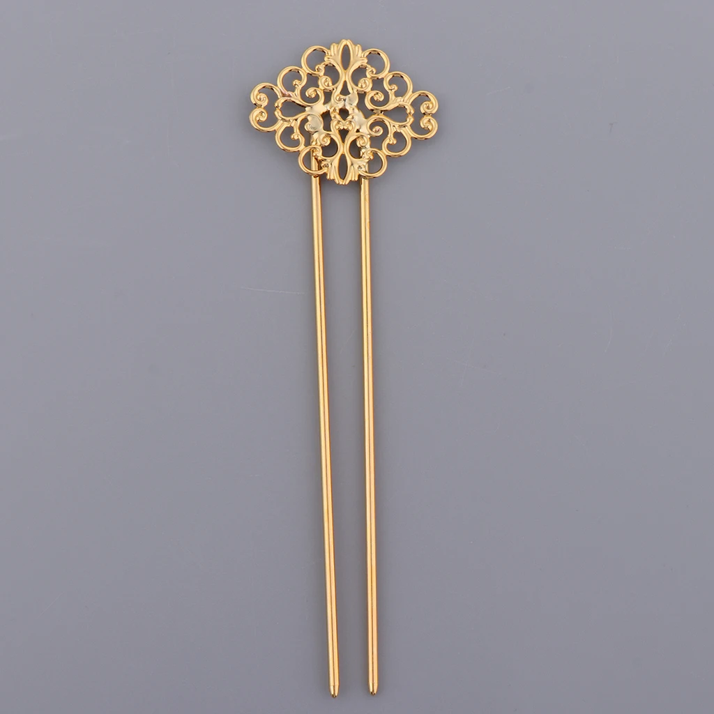 Women Girls Hair Chopsticks Buns Chignon Hollowed Floral Hair Sticks Retro 