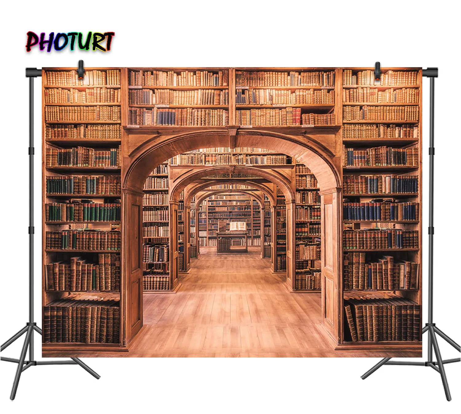 

PHOTURT Library Bookshelf Photography Backdrop Kids Birthday Room Decoration Background Book Vinyl Photo Banner Props