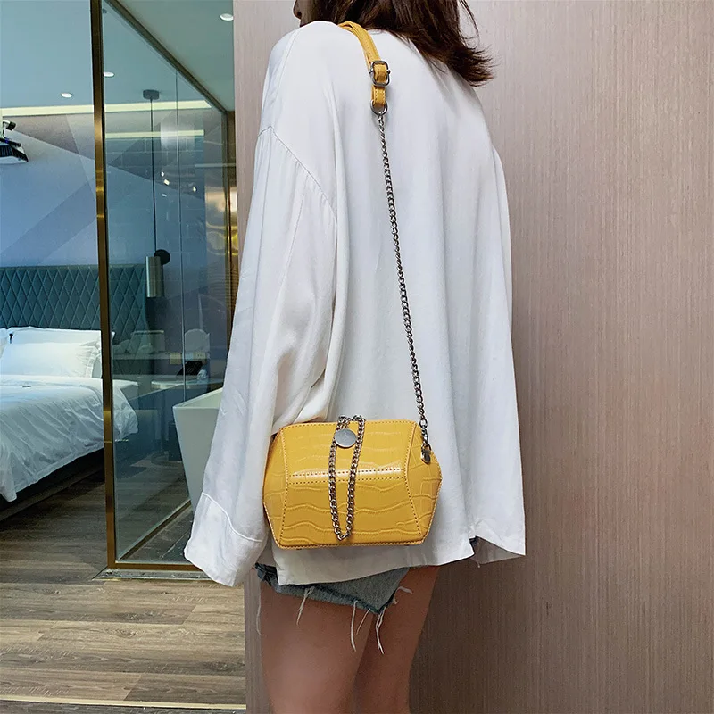 

Geometry Rhombus Bag Women's 2019 New Style Fashion Cool Crocodile Pattern Chain Bag Versatile CHIC Crossbody Bag