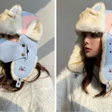 embroidery cartoon Lei Feng hat Russia ear-flapped hat women bomber hats thick warm outdoor winter hat