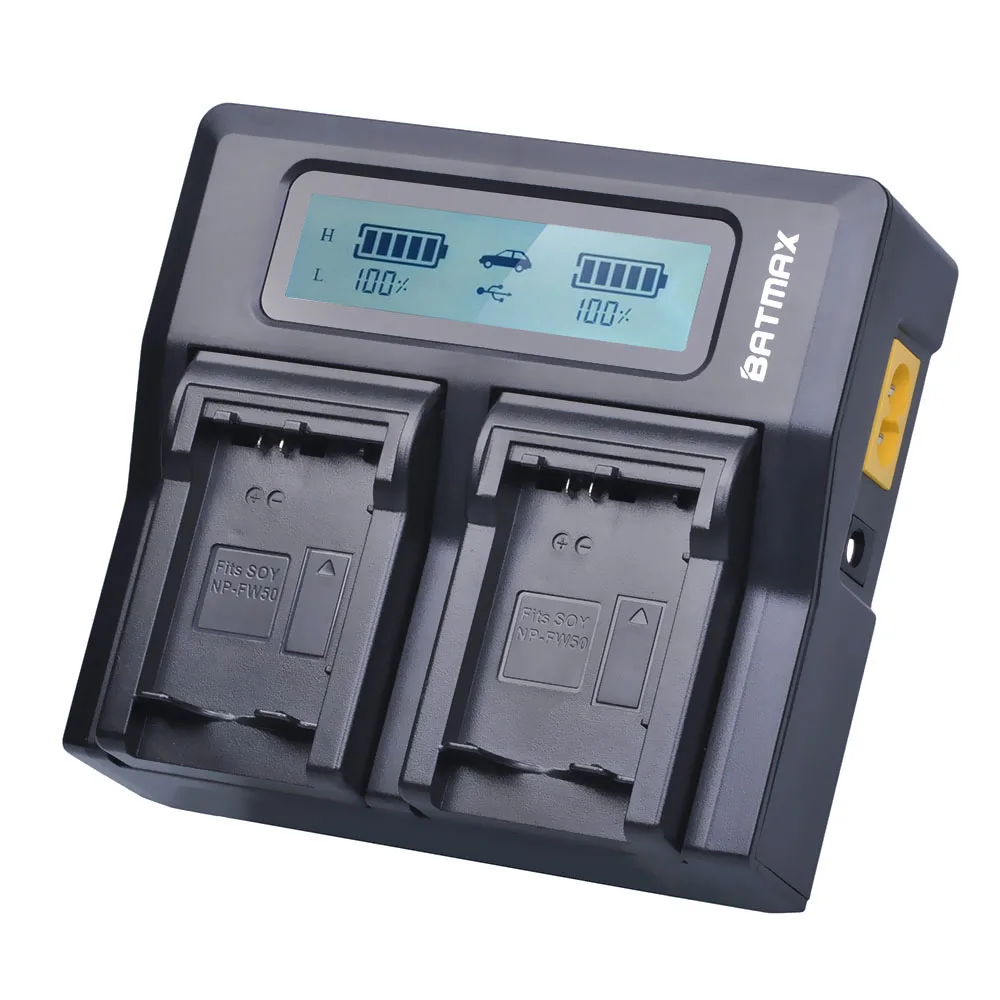 Batmax 2 шт. NP FW50 NPFW50 батарея + lcd быстрое двойное зарядное устройство для sony a37 Alpha 7 7R II