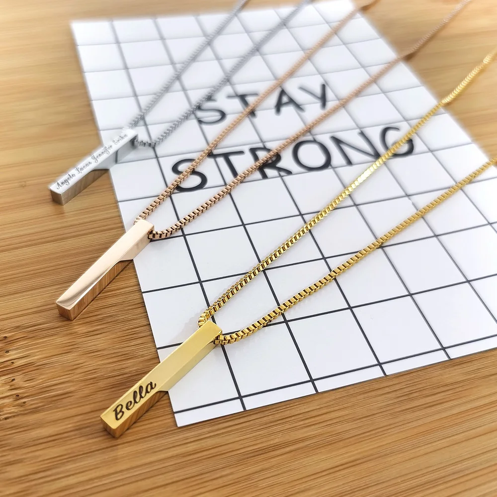 FYW гравировка имя даты кулон ожерелье на заказ Персонализированные вертикальные