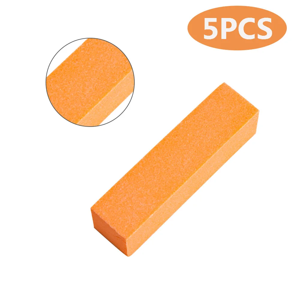 5Pcs Orange Пилка для ногтей УФ-гель белый пилочка для ногтей буферный блок лак для маникюра педикюра шлифовальный инструмент для дизайна ногтей - Цвет: 5Pcs Orange