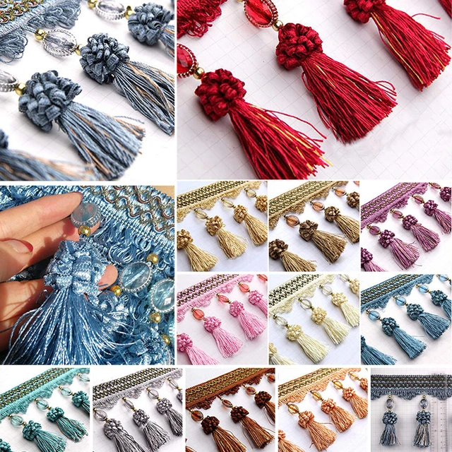 1M Tassel Curtain Trim Fringe Fringing Edging Beaded Lace Braid DIYSewing  Craft