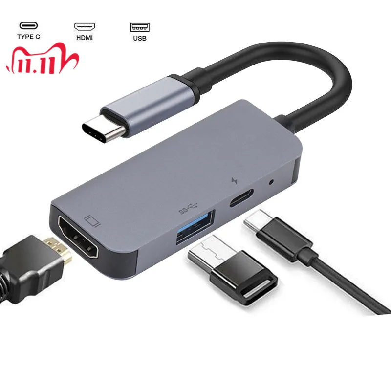 8 в 1 USB C из алюминиевого сплава концентратор Type к HDMI + 3 0 PD зарядный кабель RJ45 Ethernet