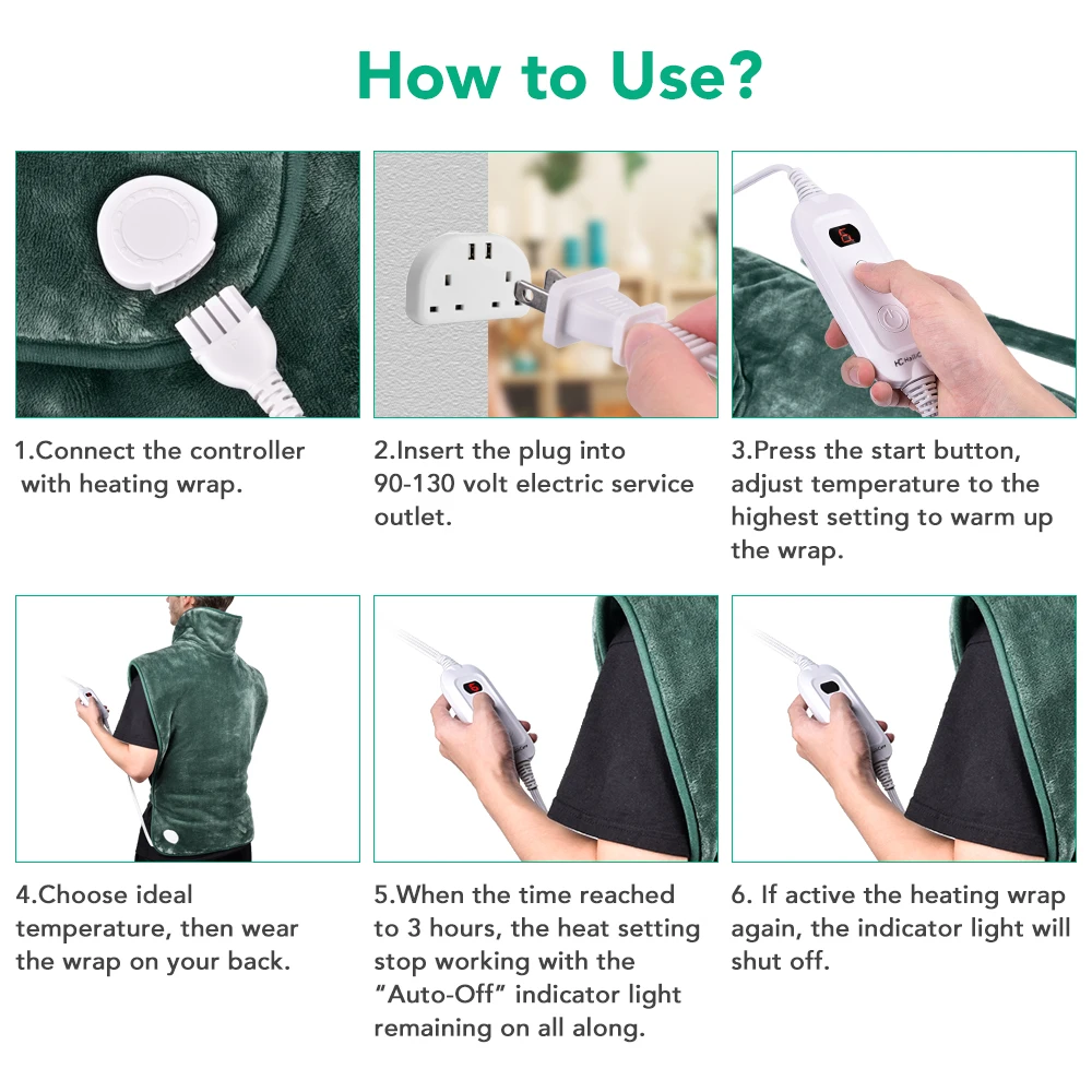  Electric Heating Shawl Pad Neck Back Warmer Heat Wrap Adjustable Temperature Washable Heating Blank