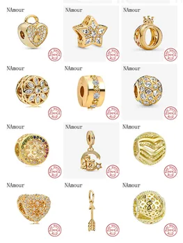 

NEW gold path lock clip star arrow honey comb crown Bead fit Original Pandora charms silver 925 Bracelet necklace for women DIY