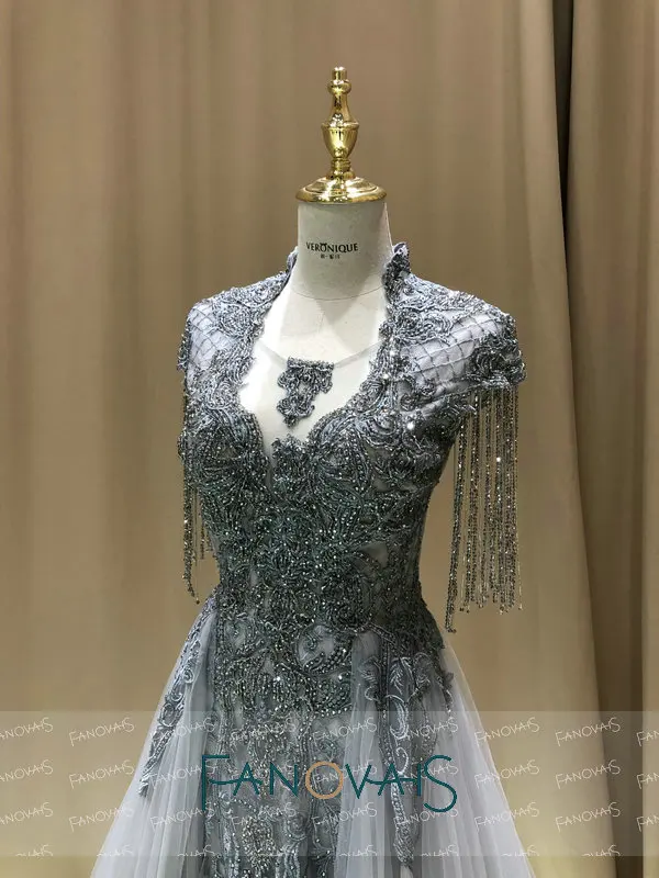Серебряные вечерние платья с бисером Длинные Vestido de Fiesta de gala Robe de Soiree Выпускные платья для женщин Турция
