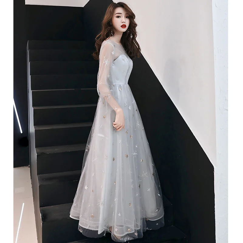 Это платье Yiiya, выпускное платье с рукавом три четверти, длина до пола, Vestidos De Gala размера плюс, Тюлевое выпускное платье с вышивкой LF205