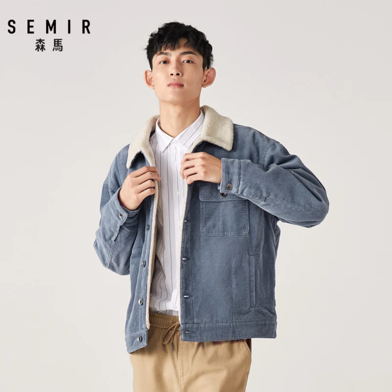 Куртка SEMIR Jakcet Мужская зимняя 2019 Новая Черная Ретро Вельветовая куртка с отложным