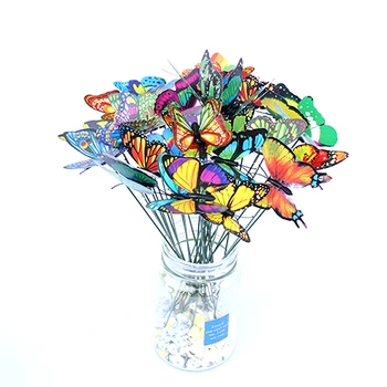 

10PCS Miniature 7CM PVC Butterfly Colorful Gardening Stakes Garden Ornament Outdoor Pots Decoration Flower Arrangement Decor DIY