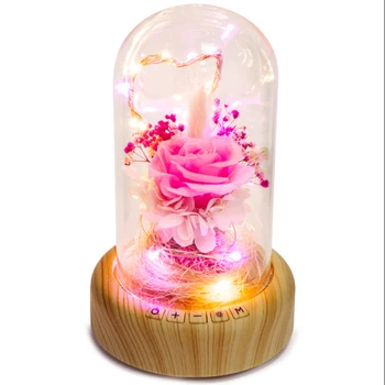 

Rose Streamer Bottle Led Night Light Rechargeable with Flower In Glass Decoration Table Lamp