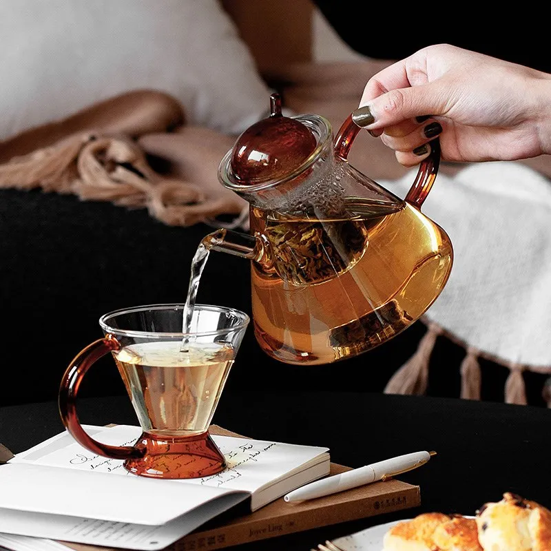 Скандинавский термостойкий стеклянный чайник стеклянная чайная чашка