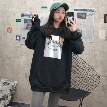 Tanie 5006# Photo Shoot 65 Scale Cotton Spring And Autumn New Style Thin Hoodie Loose And Plus-sized Long Sleeve WOMEN'S Dress