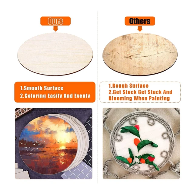 Bmby-Kerek Fa Tárcsák Kézművességhez, 5 Csomag 14 Hüvelykes Körök Befejezetlen Fafa Plakk Kézművesekhez, Ajtó Fogas, Kialakítása - Image 4