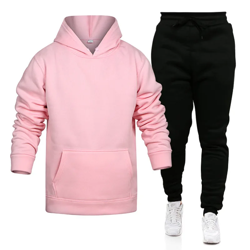 

2020 new The college is lazy Relaxed leisure and business trends men clothing Sports style Pure color fleece 1