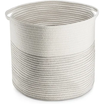 

Woven Cotton Rope Basket, Clothes and Toy Storage Basket, Simple Multifunctional Storage Basket