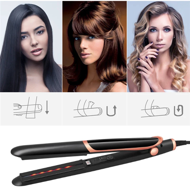 Negative Ion Hair Straightener Curler Infrared Hair Flat Iron LCD MCH Heating Fast Roll Straight Hair Splint Pro Styling Tools