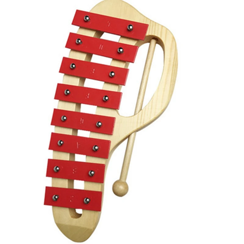 Ручной стук ксилофон Glockenspiel с молотками 8 тонов алюминиевый лист деревянный музыкальный инструмент дошкольные развивающие игрушки fo