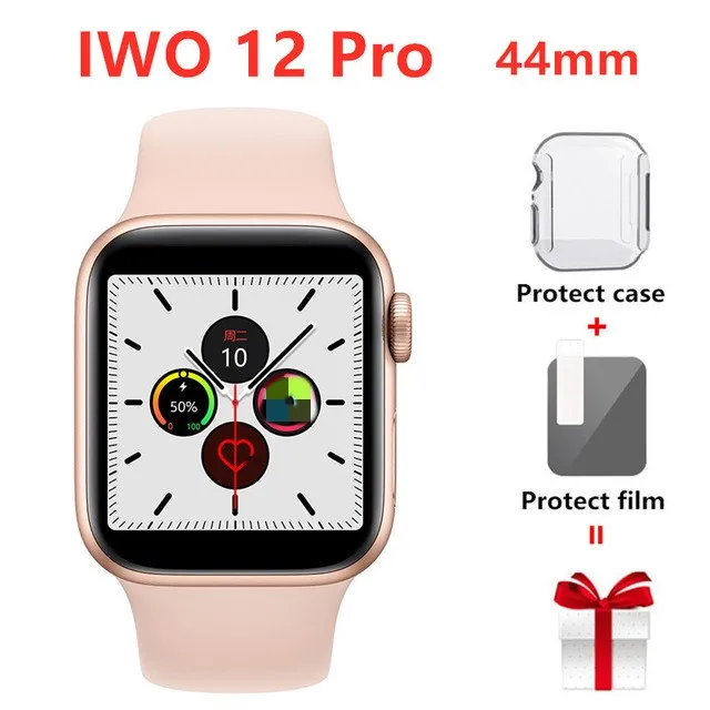 Pink Прямая IWO 12 Pro 44 мм Мужские умные часы серии 5 1:1 чехол для Apple IOS Android VS iwo 11 IWO 10 8 IP68 Водонепроницаемый IWO12 - Цвет: Pink