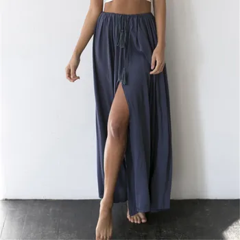 

Asymmetry Maxi Skirts Women Summer Long Skirts Elastic High Waist Elascity Casual Skirt Vintage Ankle Skirt Plus Size J3