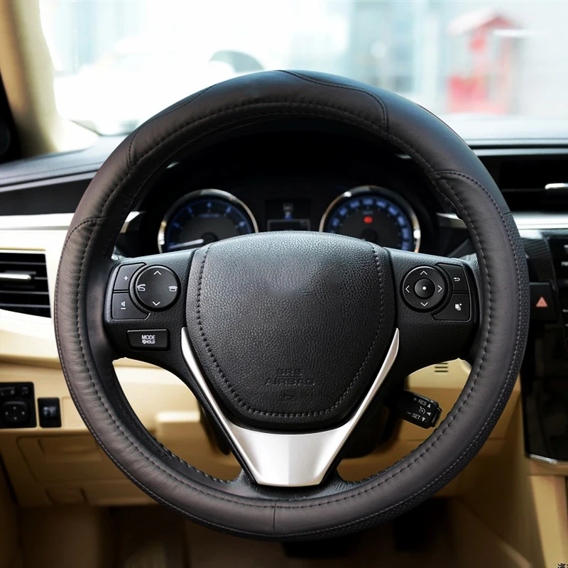 Кожаный Автомобильный чехол на руль для Toyota Corolla Avensis Yaris Rav4 Hilux Prius Auris 2013 авто аксессуары