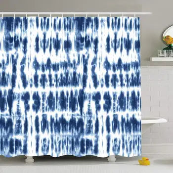 

Shower Curtain Set with Hooks 66x72 Japanese Shibori Artistic Technique Tie Web Dye Craft Textile Decoration Stain Abstract