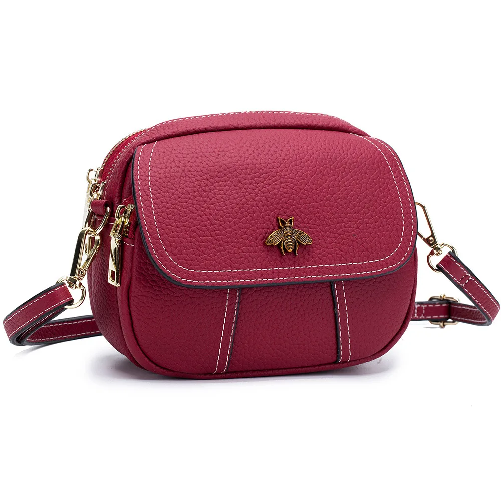 

Leather multi-layer shoulder bag ladies small bag mobile phone header layer cowhide new mini vertical casual shoulder bag