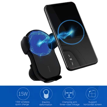 

New Arrival-Qi Fast Wireless Car Charger, 15W Automatic Wireless Charger Car Phone Charger Automatic Clamping Air Vent for iPhon