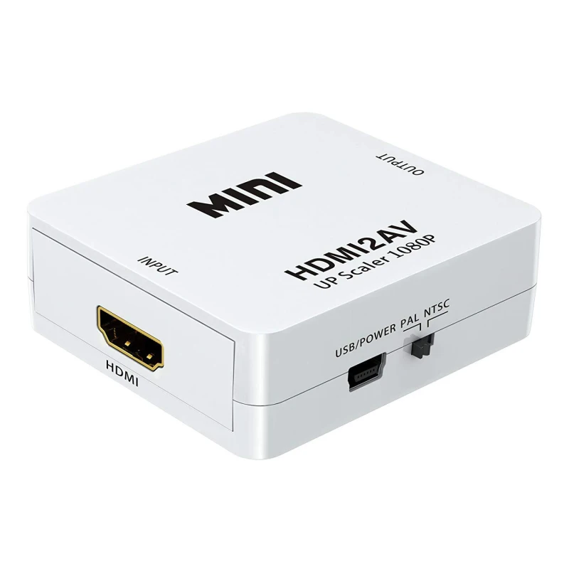 

New HDMI TO AV Scaler Adapter HD Video Composite Converter Box HDMI to RCA AV/CVSB L/R Video 1080P Mini HDMI2AV Support NTSC PAL