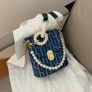 

2020 New Fashion Casual Pearl Chain Shoulder Messenger Bags Summer High Quality Women Purse and Handbags Small Square Bags