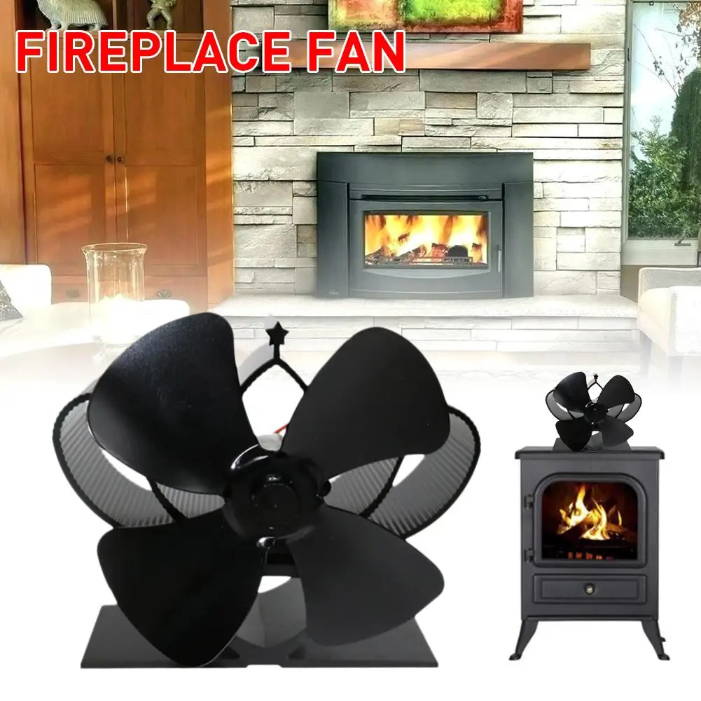 Stove Top Fan for Fireplace Wood Log Burner 4 Blade Heat Powered Eco Mini NEW