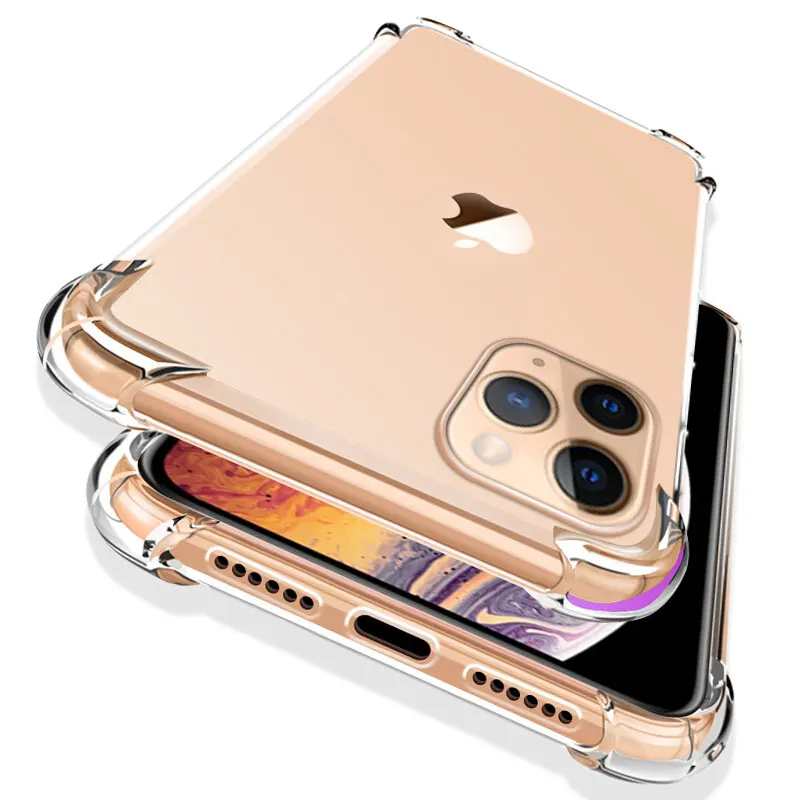 

10 PCS Shockproof Silicone Phone Case For iPhone 11 Pro X XR XS MAX 6 6s 7 8 Plus Case Covers Transparent Protection Back Cover