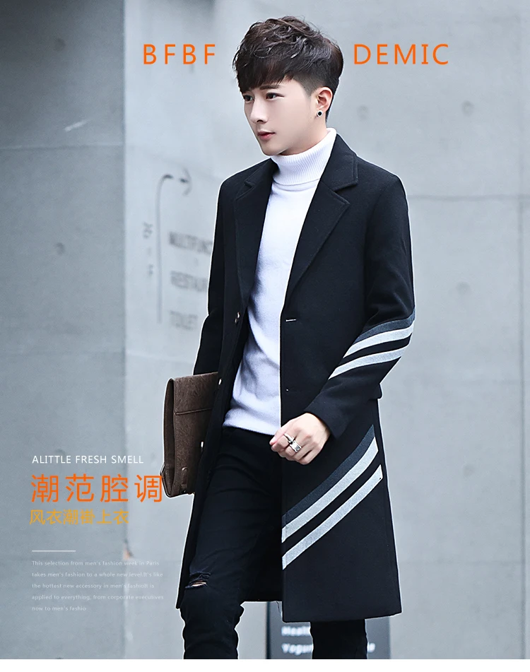 Hot Selling New Men's Stripes Long Coats& Jackets Fashion Business Casual Men Trench Slim Comfortable Clothing Size S M L-3XL