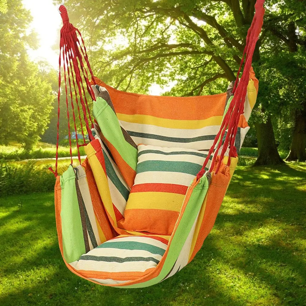 200KG Load Hanging Hammock Chair Canvas Rope Swing Bed Outside Beach Garden Camping Travel Home Leisure Hanging Hammock Chair