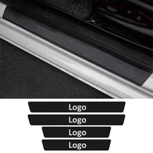 4PCS Car Logo Door Sill Scuff Plate Decor Sticker Carbon Fiber For Mercedes Benz W177 W247 W205 C118 C257 W213 C238 W463 W156 V