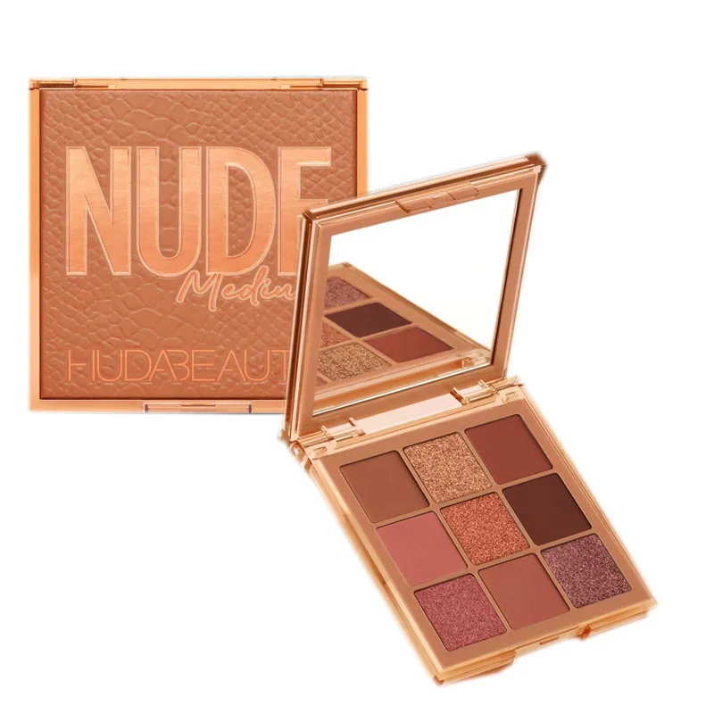 huda-Medium Huda beauty, палитра для макияжа глаз, матовые тени для век, палитра, блестящая пудра, тени для век, тени для век, штамп, пигмент, тени для век - Цвет: huda-Medium